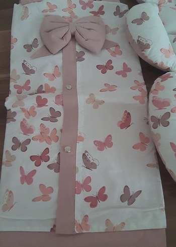 Pembe Kelebek Desenli Bebek puset seti - Görsel 3
