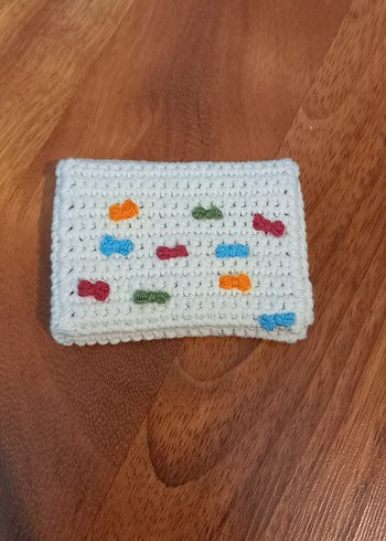 Beyaz Örgü Kadın küçük kartlık yada cüzdan - Görsel 2