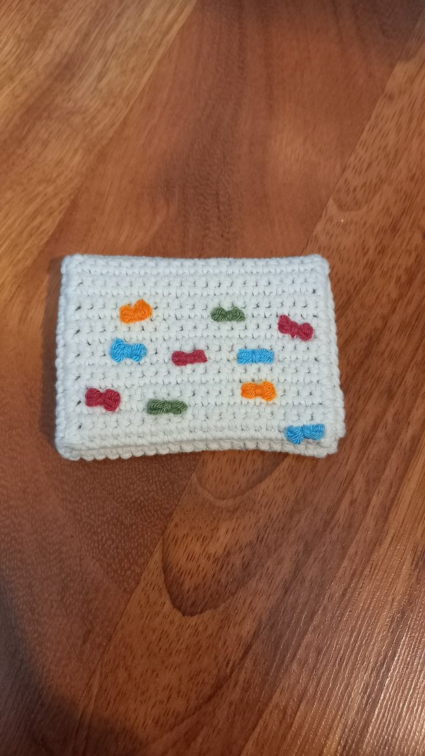 Beyaz Örgü Kadın küçük kartlık yada cüzdan - Görsel 2