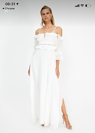 Trendyol & Milla Trendyolmilla beyaz dış çekim elbisesi