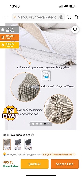 Beden kahverengi Renk Bebek taşınabilir çanta olabilir yatak ve reflü yatağı ve yastığ