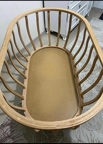 Beyaz Sepet Bebek Beşiği Tül Perde ile - Görsel 7