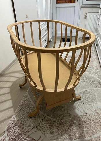 Beyaz Sepet Bebek Beşiği Tül Perde ile - Görsel 3