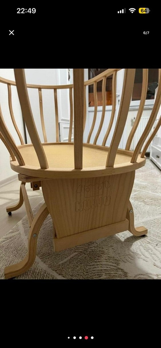 Beyaz Sepet Bebek Beşiği Tül Perde ile - Görsel 5