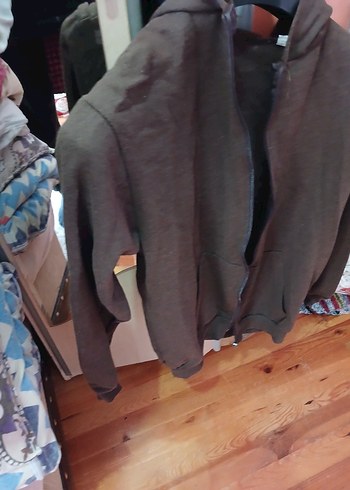 Kahverengi Fermuarlı Erkek Sweatshirt