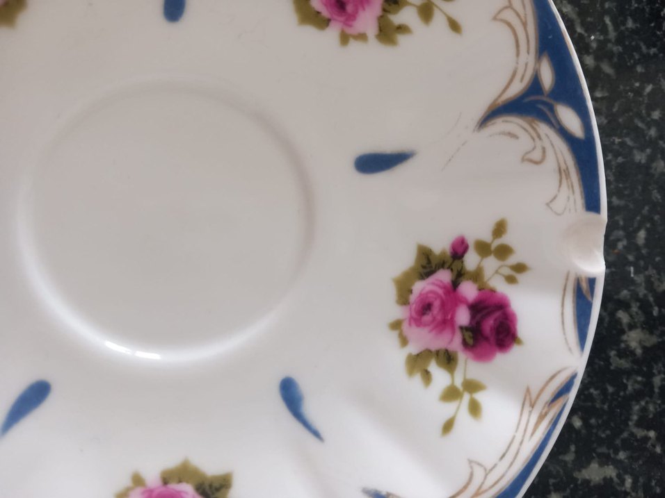 Çiçek Desenli Beyaz Porselen Fincan ve Tabağı - Görsel 5