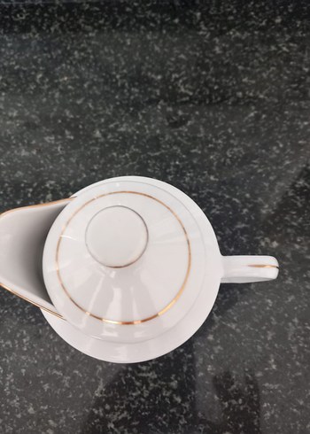 Beyaz ve Gri Desenli Porselen Çaydanlık - Görsel 5