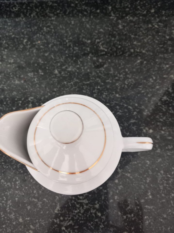 Beyaz ve Gri Desenli Porselen Çaydanlık - Görsel 5