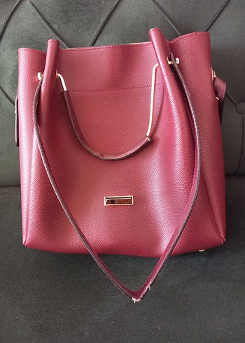 Bordo Deri Fermuarlı Kadın Çanta - Görsel 7