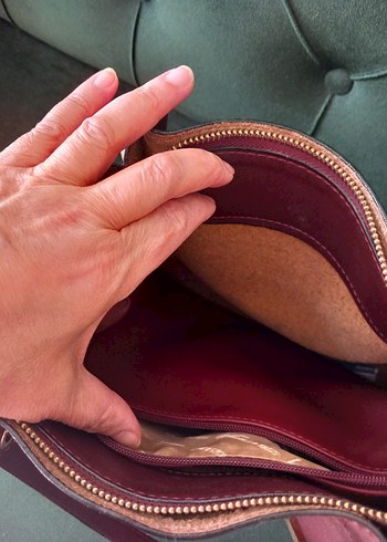 Bordo Deri Fermuarlı Kadın Çanta - Görsel 6