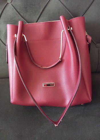 Bordo Deri Fermuarlı Kadın Çanta - Görsel 5