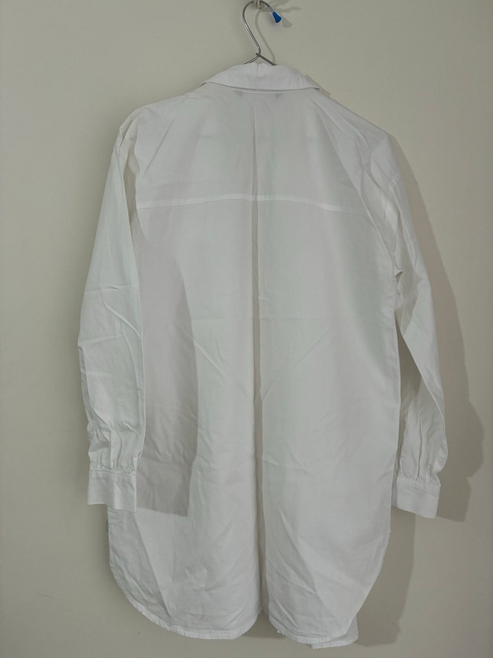 Baskılı Beyaz Uzun Kollu Kadın Gömlek - Görsel 4