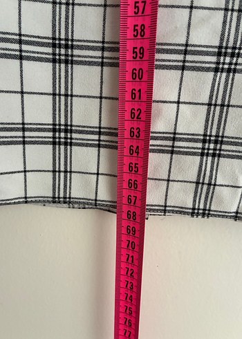 Ekose Desenli Beyaz Midi Kalem Etek - Görsel 2