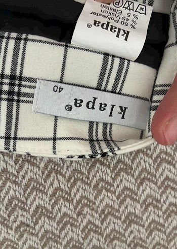 Ekose Desenli Beyaz Midi Kalem Etek - Görsel 4