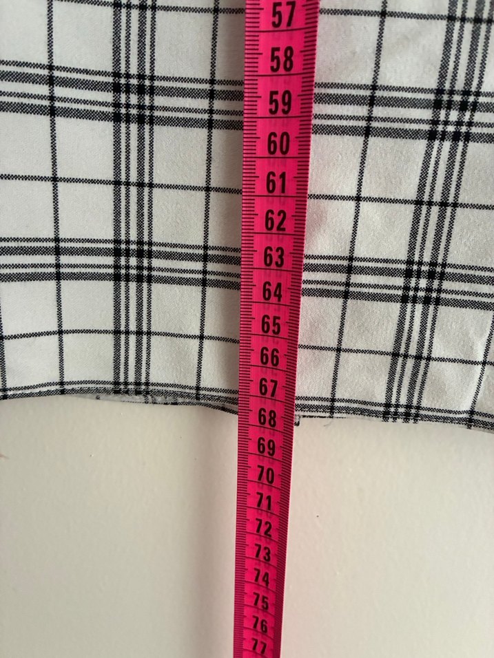 Ekose Desenli Beyaz Midi Kalem Etek - Görsel 2