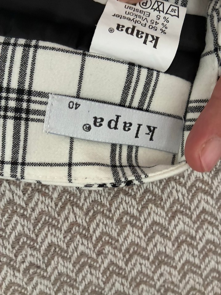 Ekose Desenli Beyaz Midi Kalem Etek - Görsel 4