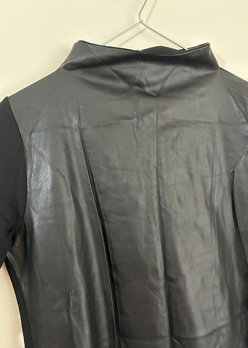 Siyah Deri Uzun Kollu Uzun Elbise&tunik - Görsel 2