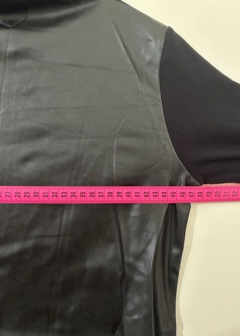 Siyah Deri Uzun Kollu Uzun Elbise&tunik - Görsel 6