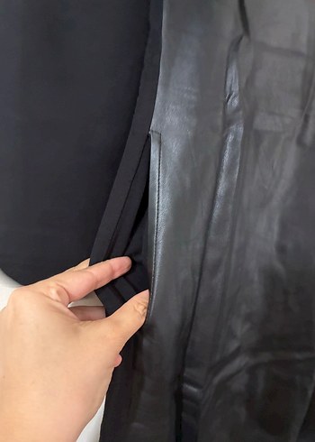 Siyah Deri Uzun Kollu Uzun Elbise&tunik - Görsel 5