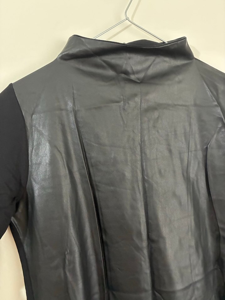 Siyah Deri Uzun Kollu Uzun Elbise&tunik - Görsel 2