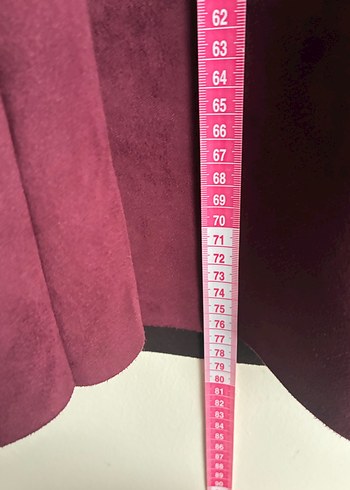 Bordo Süet Midi Drapeli Kadın Etek - Görsel 5