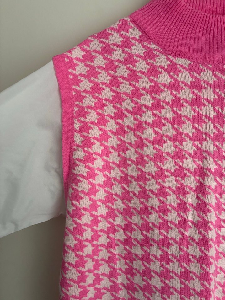 Pembe Boğazlı Triko Süveter - Görsel 2