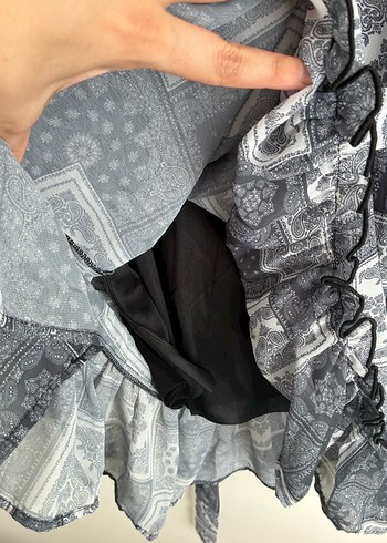 Uzun Kol Desenli Gri Bohem Tunik - Görsel 4