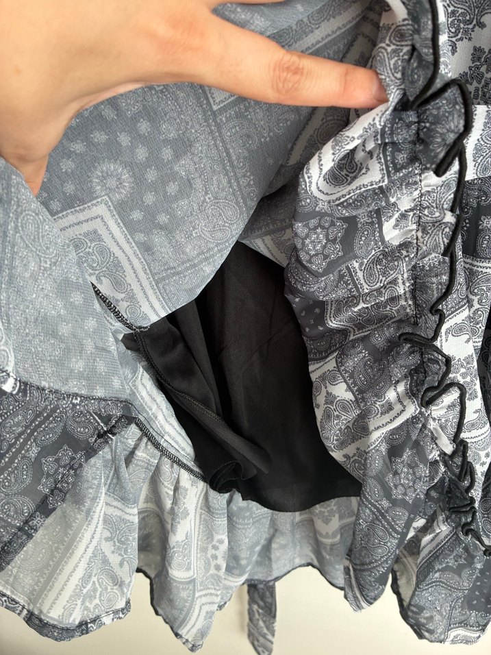 Uzun Kol Desenli Gri Bohem Tunik - Görsel 4