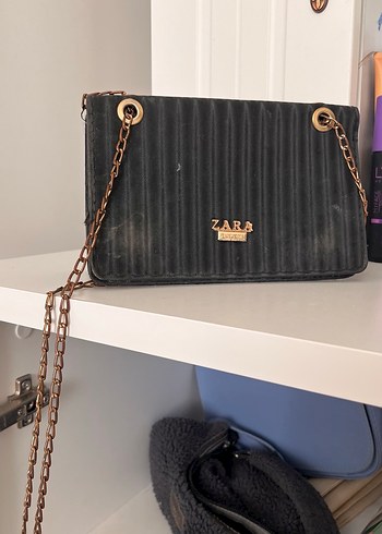 Zara Siyah Süet Zincir Askılı ZARA Çanta