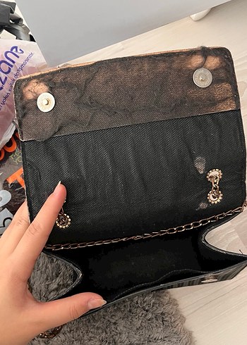  Beden Siyah Süet Zincir Askılı ZARA Çanta