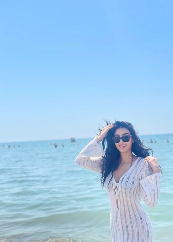 Uzun Kollu Beyaz Transparan Tie-Dye Monokini - Görsel 3