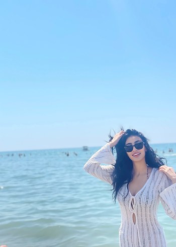 Uzun Kollu Beyaz Transparan Tie-Dye Monokini - Görsel 2