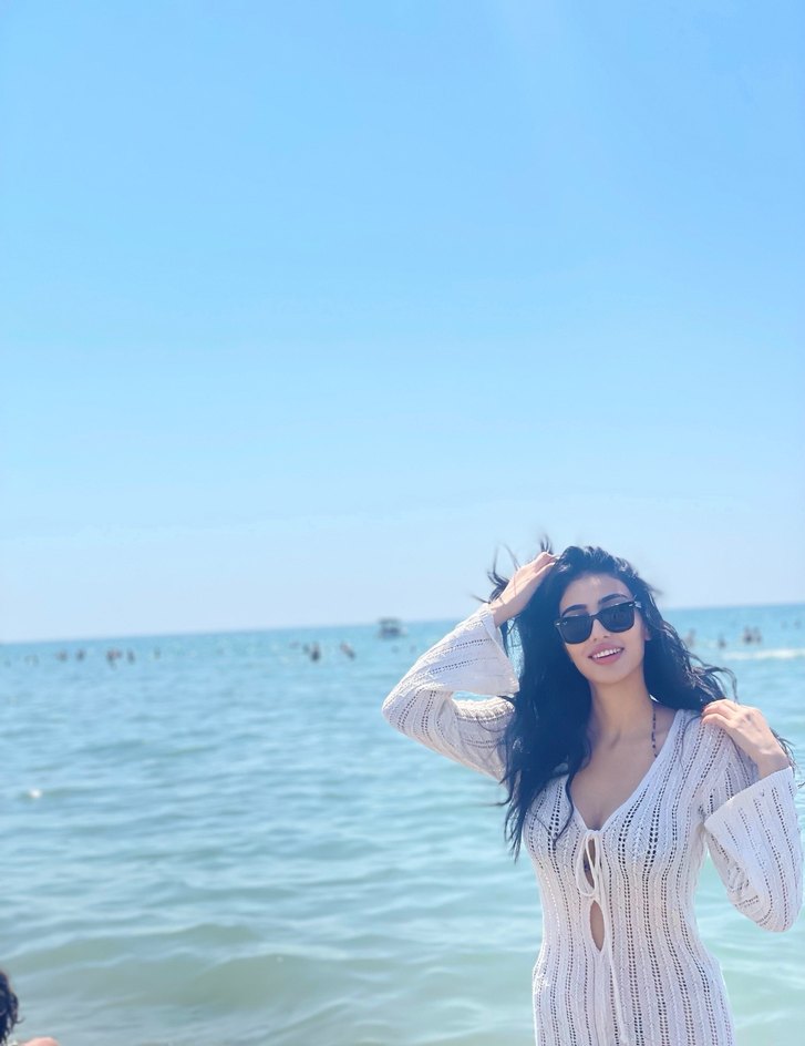 Uzun Kollu Beyaz Transparan Tie-Dye Monokini - Görsel 2