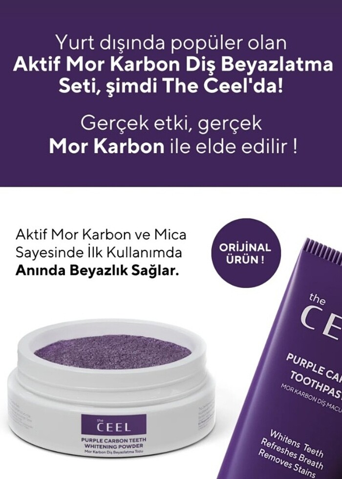The Ceel Mor Karbon Dis Macunu ve Mor Karbon Dis Beyazlatma Tozu - Görsel 3