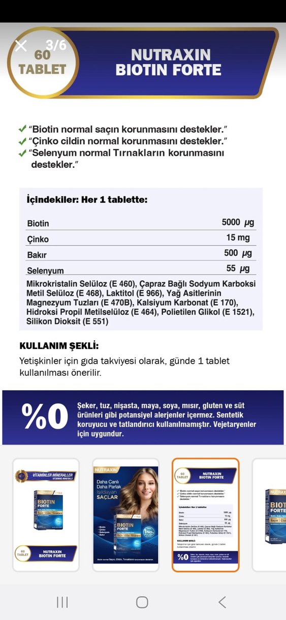Nutraxin Biotin Forte 60 Tablet Saç ve Tırnak Bakımı - Görsel 2