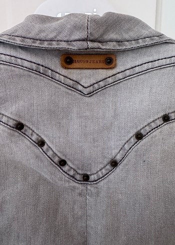 Mango Gri Denim Düğmeli Kolsuz Yelek