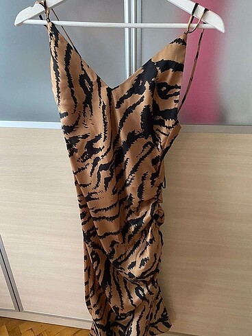 s Beden siyah Renk Zebra desenli elbise