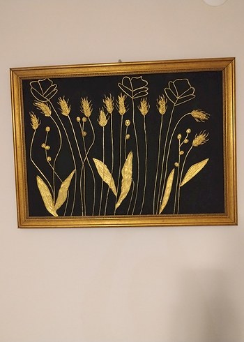 Altın Renkli Karanlık Zeminde başak Tablosu 56*76 - Görsel 2