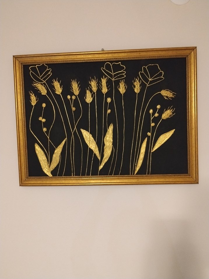 Altın Renkli Karanlık Zeminde başak Tablosu 56*76 - Görsel 2