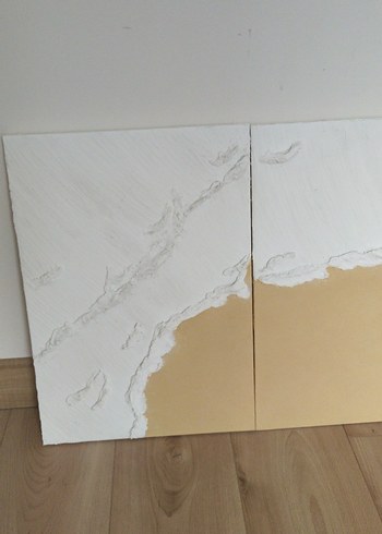 Beyaz ve bej soyut tablo - Görsel 2