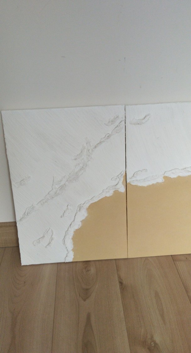 Beyaz ve bej soyut tablo - Görsel 2