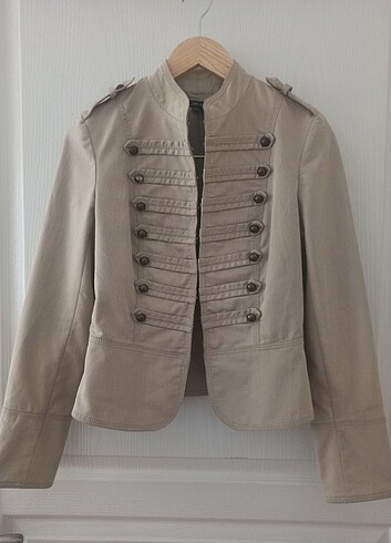 ZARA KREM RENGİ DAR KESİM CEKET Military Jacket