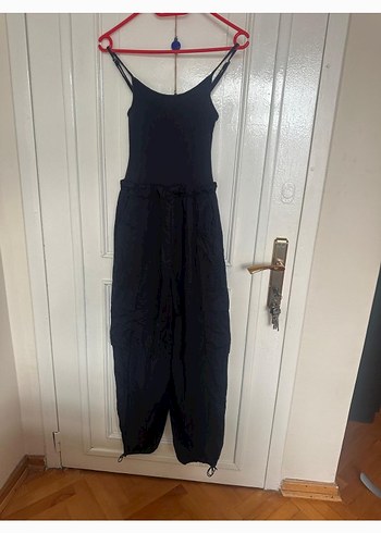 Siyah Kolsuz Kadın Midi Tulum - Görsel 2