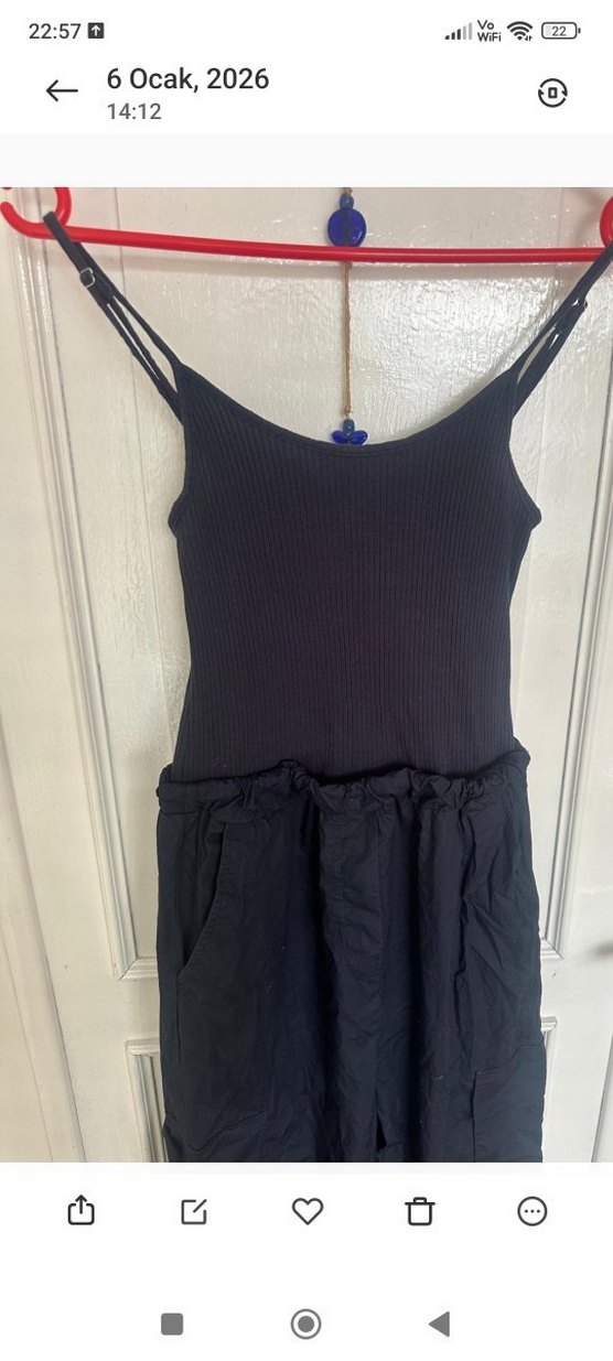 Siyah Kolsuz Kadın Midi Tulum - Görsel 4