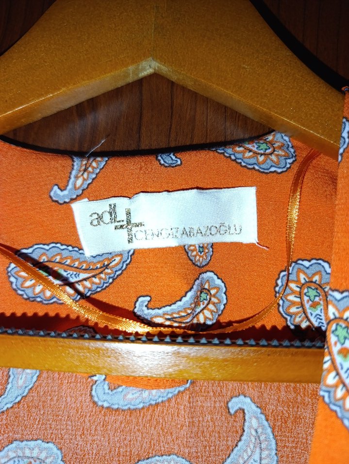 Uzun Boy Bol Kesim Turuncu Bohem Kimono - Görsel 2