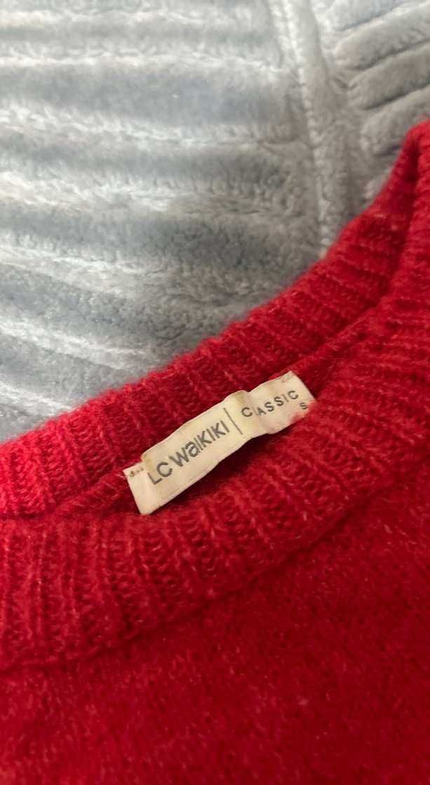 Kadın Vişne Çürüğü Yün Örgü Uzun Kollu Kazak - Görsel 3