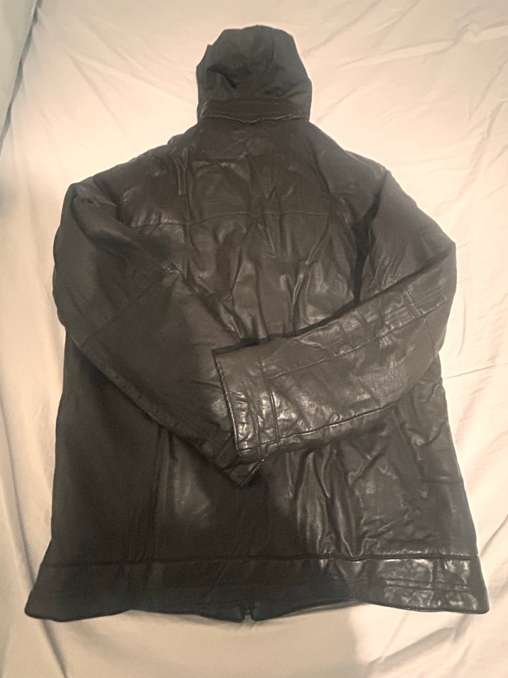 Kahverengi Kapüşonlu Deri Erkek Ceket - Görsel 2