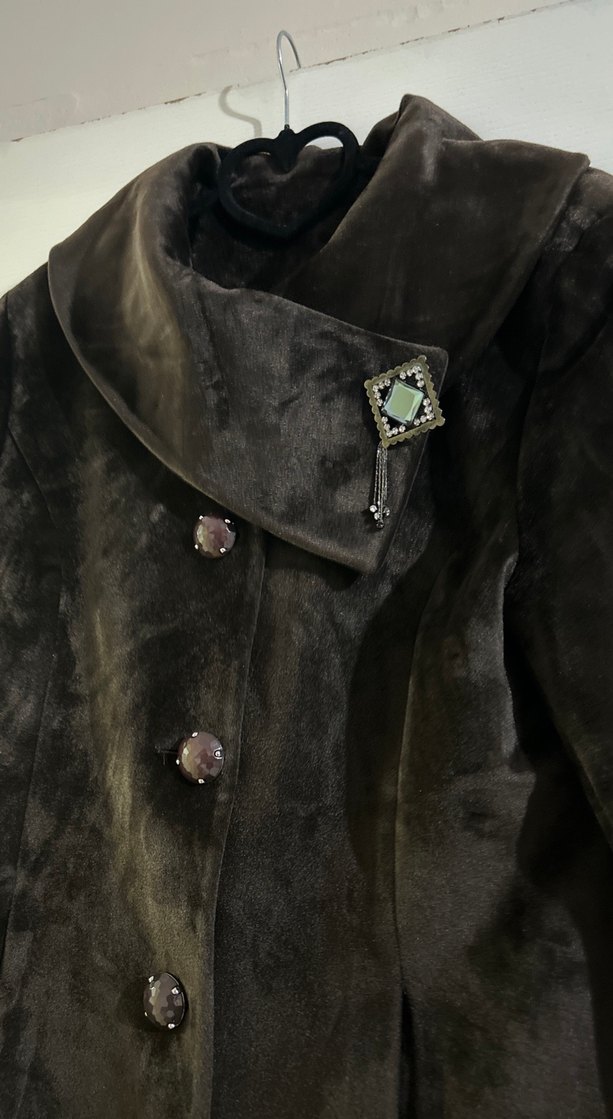 Kahverengi Kadın Süet Uzun Düğmeli Kaban - Görsel 2