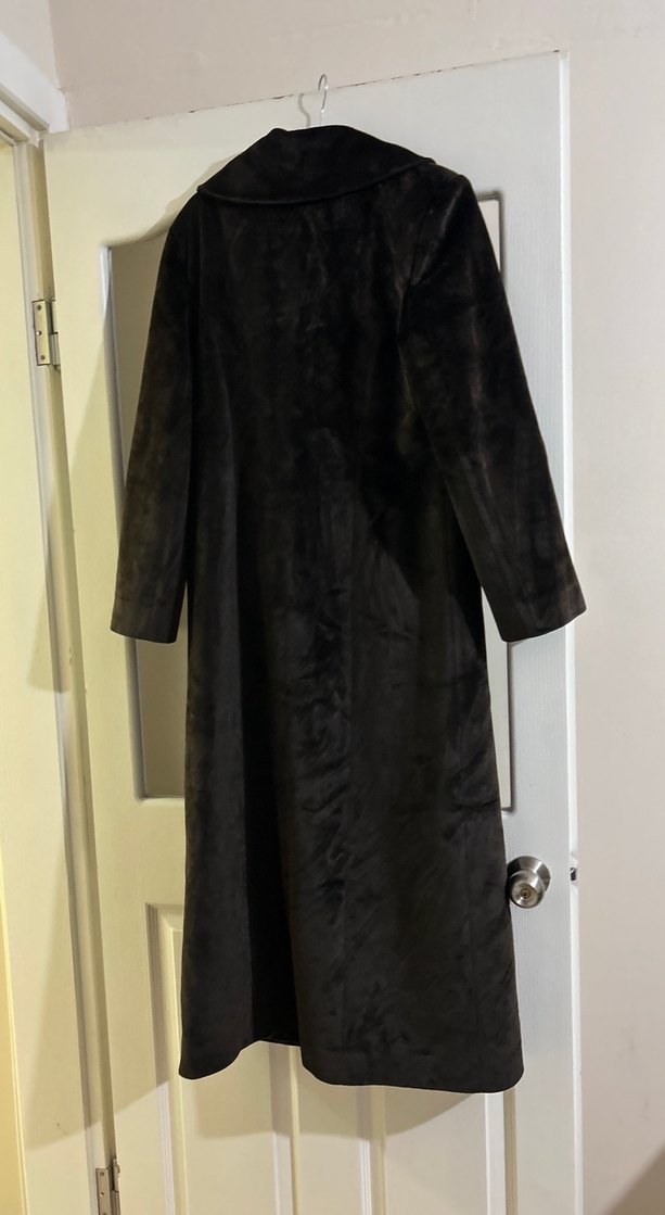 Kahverengi Kadın Süet Uzun Düğmeli Kaban - Görsel 3