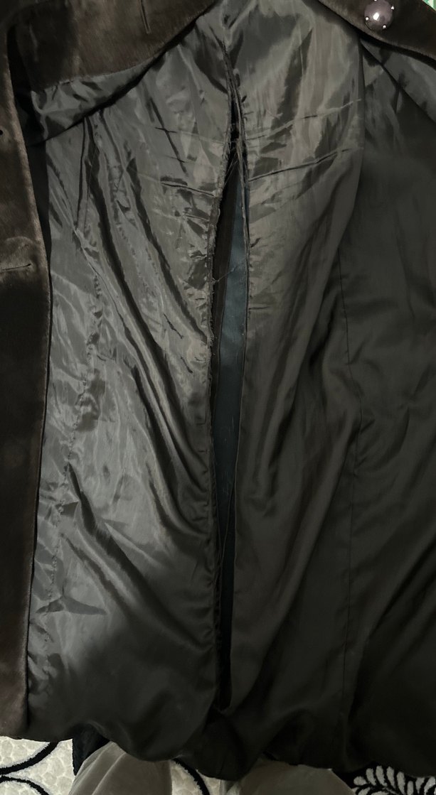 Kahverengi Kadın Süet Uzun Düğmeli Kaban - Görsel 4